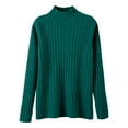 thumbnail image 4 of Women's Ribbed Knit Turtleneck Sweater 2025, Fall Winter Slim Fit Long Sleeve Pullover Top, Stretchy Comfortable Basic Layering Piece for Daily Wear, Office, Dating and Vacation Outfits Green L, 4 of 4