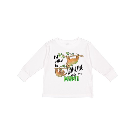 Inktastic Id Rather Be Hanging with my Mimi- Cute Sloths Boys or Girls Long Sleeve Toddler T-Shirt