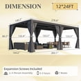 thumbnail image 5 of MELLCOM Louvered Pergola 12x24, Aluminum With Adjustable Roof, Outdoor With Waterproof Curtains and Nets, Dark Grey, 5 of 7