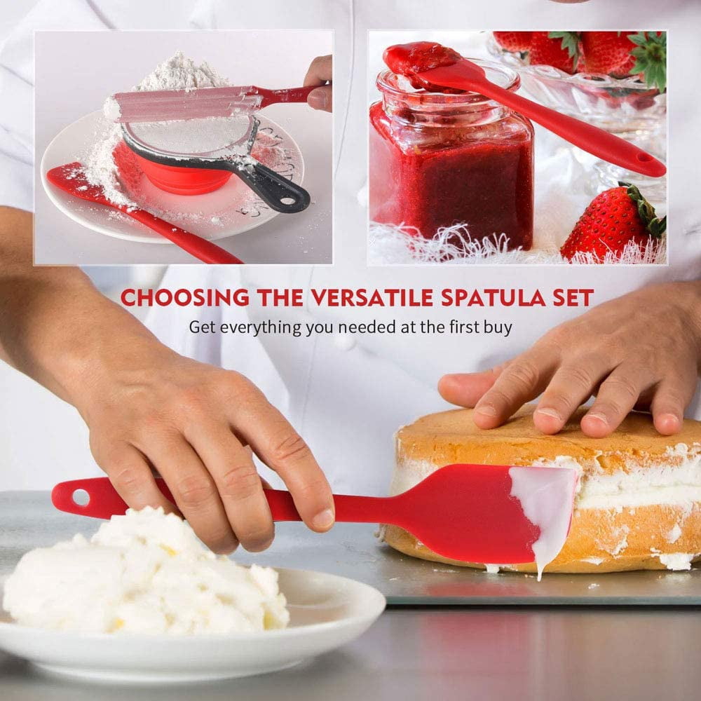 Spatules Silicone Cuisine 2 Pièces - Antiadhésives Résistantes 260°C - Grande & Petite