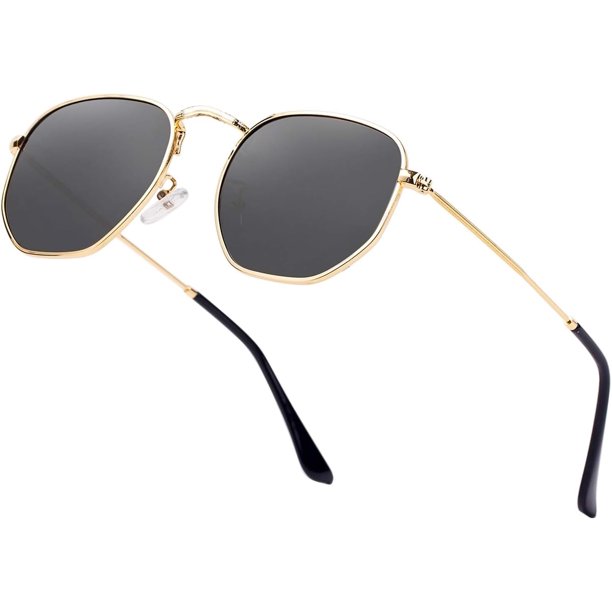 Gafas de sol polarizadas hexagonales Hipster para hombres y mujeres, gafas cuadradas geométricas pequeñas con marco de Metal Vintage, gafas de sombra Retro