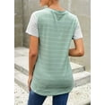 thumbnail image 4 of Blouses T-Shirts Décontractées à Manches Courtes à Blocs de Couleur Rayés pour Femmes, 4 of 6