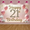 thumbnail image 3 of Pink Balloons 21st Birthday Banner Gold Stars Happy Birthday Display Numbers Floral Decor Birthday Backdrop for 21st Birthday Party Women's Birthday Adult Celebration, 3 of 9