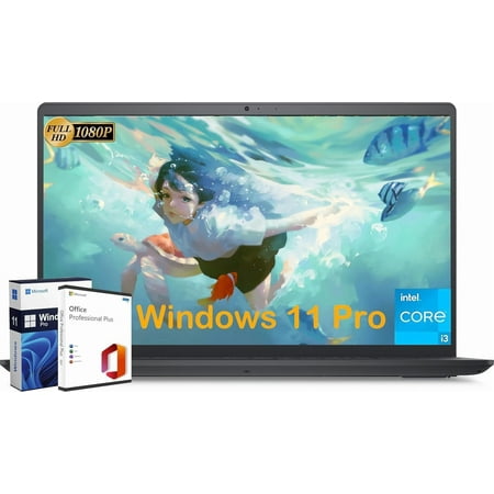 Dell Inspiron 15 3520 Laptop for Business & Students - with Microsoft Office Lifetime License, 15.6" FHD Display, Intel Core i3-1215U, 32GB RAM, 1TB SSD, Wi-Fi, Bluetooth, Windows 11 Pro