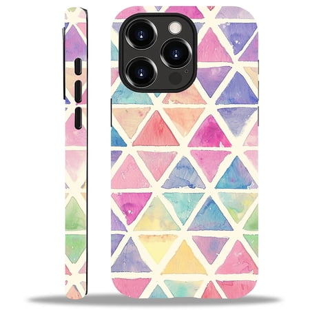 FKBRCL4U Compatible with iPhone 14 Pro Case Cute Pastel Watercolor Triangles Pattern for Girl Full Body Design Soft Silicone Drop Shock Scratch Protection for iPhone 14 Pro