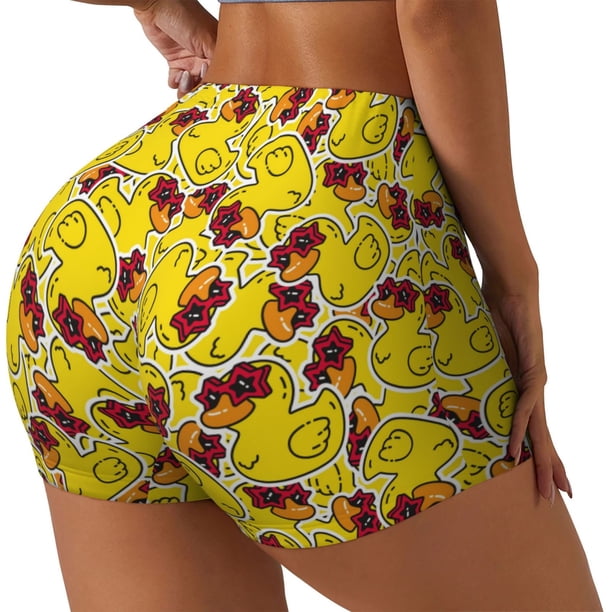 Fotbe Duck with Star Sunglasses Shorts Sin Costuras – Shorts Deportivos de Cintura Alta para Mujer, Elásticos para Gimnasio, Yoga, Running o Ciclismo-Large