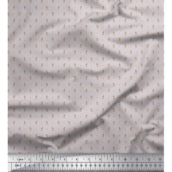 Soimoi Japan Crepe Satin Fabric Triangle & Spoon Kitchen Print Sewing Fabric Yard 42 Inch Wide