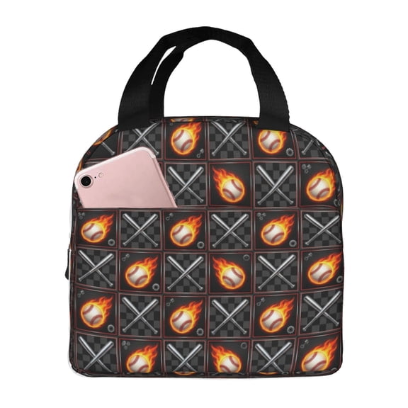 Baseball Lunch Box, Insulated Lunch Bag Cool Thermal Cooler Tote, Reusable Water-Resistant Meal Prep Bag For Women & Men, Office Work, And Travel