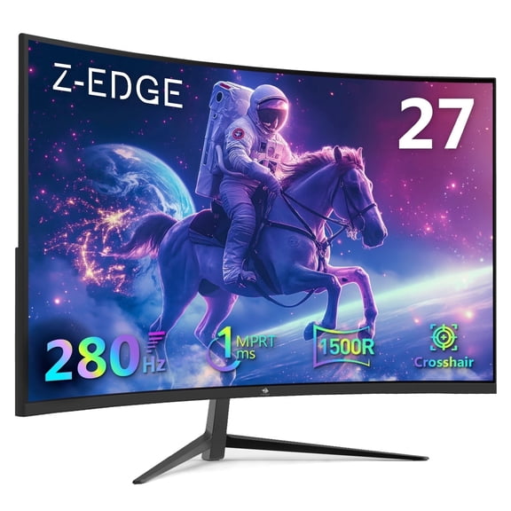 Z-EDGE 27 Inch 280Hz Curved Gaming Monitor, FHD 1080P VA Display, 1ms MPRT, AMD FreeSync, HDR Support, VESA Mount Compatible
