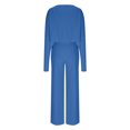 thumbnail image 5 of Summer Women's Fashionable Casual Solid Color Jumpsuit+jacket Set Two-piece Long Sleeved V-neck Top/shirt Set, 5 of 7