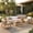 3 Seater Sofa + 2 Chairs + 2 Coffee Tables (Teak+ Beige), variant on Harper & Bright Designs Outdoor Acacia Wood Conversation Set, Patio Furniture Woven Rope 3 Seater Sofa, 2 Chairs and 2 Coffee Tables, All Weather Outdoor Patio Couch Set, Teak+ Beige