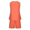 thumbnail image 5 of Suokom Two Piece Outfits for Women Casual Summer Fall V Neck Solid Sleeveless Tops And Shorts Two Pieces Set Suit Lounge Workout Sets for Women, 5 of 8