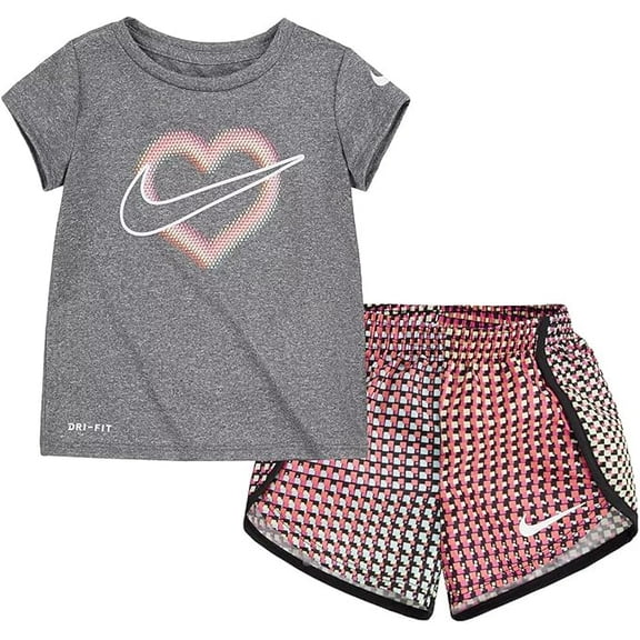 Nike Little Girls Dri-FIT Tie-Dye T-Shirt and Shorts 2 Piece Set Multi-Color26H816-A6A/G, 24 Months