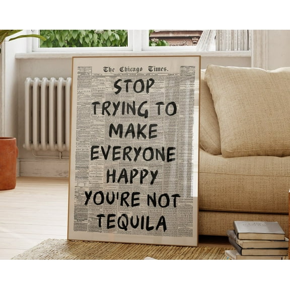 Trendy Newspaper Print Vintage Bar Cart Wall Art Newspaper Poster Magazine Headline Black Typography Print Dorm Decor Retro Wall Art, Modern Wall Decor, 8x12 UNFRAMED