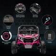 thumbnail image 3 of 24V 2-Seater Ride-On UTV for Kids, 4WD Electric Off-Road Truck with Remote Control, LED Lights, Music, Battery Powered Ride-On Car for Boys & Girls, Hot Pink, 3 of 6
