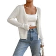 thumbnail image 3 of Women Y2k Croopped Cardigan Long Sleeve Tie-up Front Hollowed Knit Casual Jacket Sweater, 3 of 7