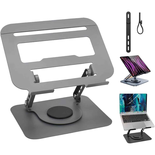 Soporte para Laptop, Base para Laptop Portátil Plegable Antideslizante y Estable, Soporte Laptop Base Giratoria de 360° y Altura Ajustable