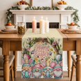 thumbnail image 4 of Easter Gnomes Cotton Linen Table Runner for Dining Kitchen, Colorful Eggs Bunny Ears Flowers Leaves Branch Wedding Outdoor Party Tablerunners, Dresser Scarf Coffee Tablecloth Runners 13x90 Inches, 4 of 9