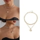 thumbnail image 2 of Multi Layer Shell Pearls Drop Necklace Modern Alloy Disc Design Neck Jewelry Gift For Her Birthday Anniversary, 2 of 4