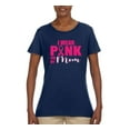 thumbnail image 2 of I Wear Pink for My Mom Survivor Awareness Womens Graphic T-Shirt, Navy, Small, 2 of 3
