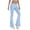 Blue, variant on Women's Wide Leg Yoga Pants Bootcut Workout Flare Leggings Trendy High Waisted Fold Over 2026 Summer Workout Pants