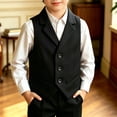 thumbnail image 4 of GiLiling Boys Suit Vest Classic Tuxedo Kids Formal Waistcoat Notch Lapel Dress Vest with Pockets Elegant Gentleman Outfit (Black, 5-6 Years), 4 of 4