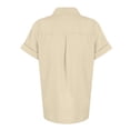 thumbnail image 3 of Kddylitq Summer Button Down Shirts for Women Cotton Linen Collared Tops Short Sleeve Gauze Blouses 2024 Casual Work Clothing Beige XL, 3 of 5