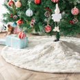thumbnail image 1 of Falda para árbol de Navidad Husfou de 122 cm, de piel sintética con efecto nieve y lentejuelas bordadas con copos de nieve, ideal para decorar fiestas, fiestas y decoración de interiores., 1 of 8