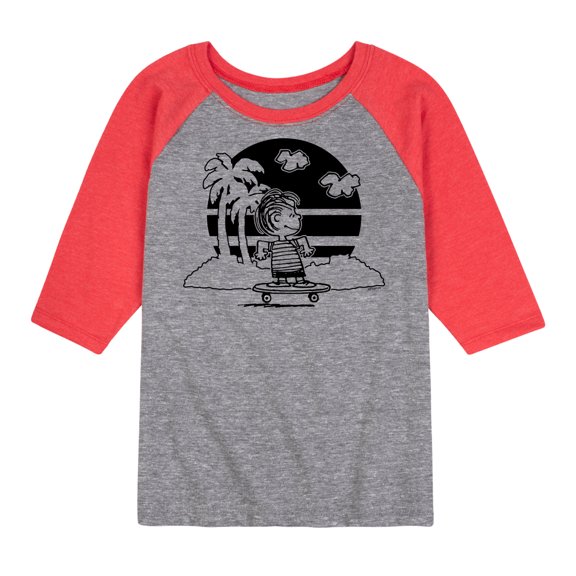 Peanuts - Linus Skateboarding - Toddler And Youth Raglan Graphic T-Shirt