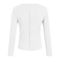 thumbnail image 5 of idosla Womens Open Front Cropped Sweaters Long Sleeves Button Down Knit Crew Neck Cardigan Sweater 2025 (White, S), 5 of 6