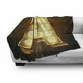 thumbnail image 3 of Letter a Soft Flannel Fleece Blanket, First Letter of Alphabet Old Cinema Inspired Design Image Illustration, Cozy Plush for Indoor and Outdoor Use, 50" x 60", Caramel Yellow Black, by Ambesonne, 3 of 6