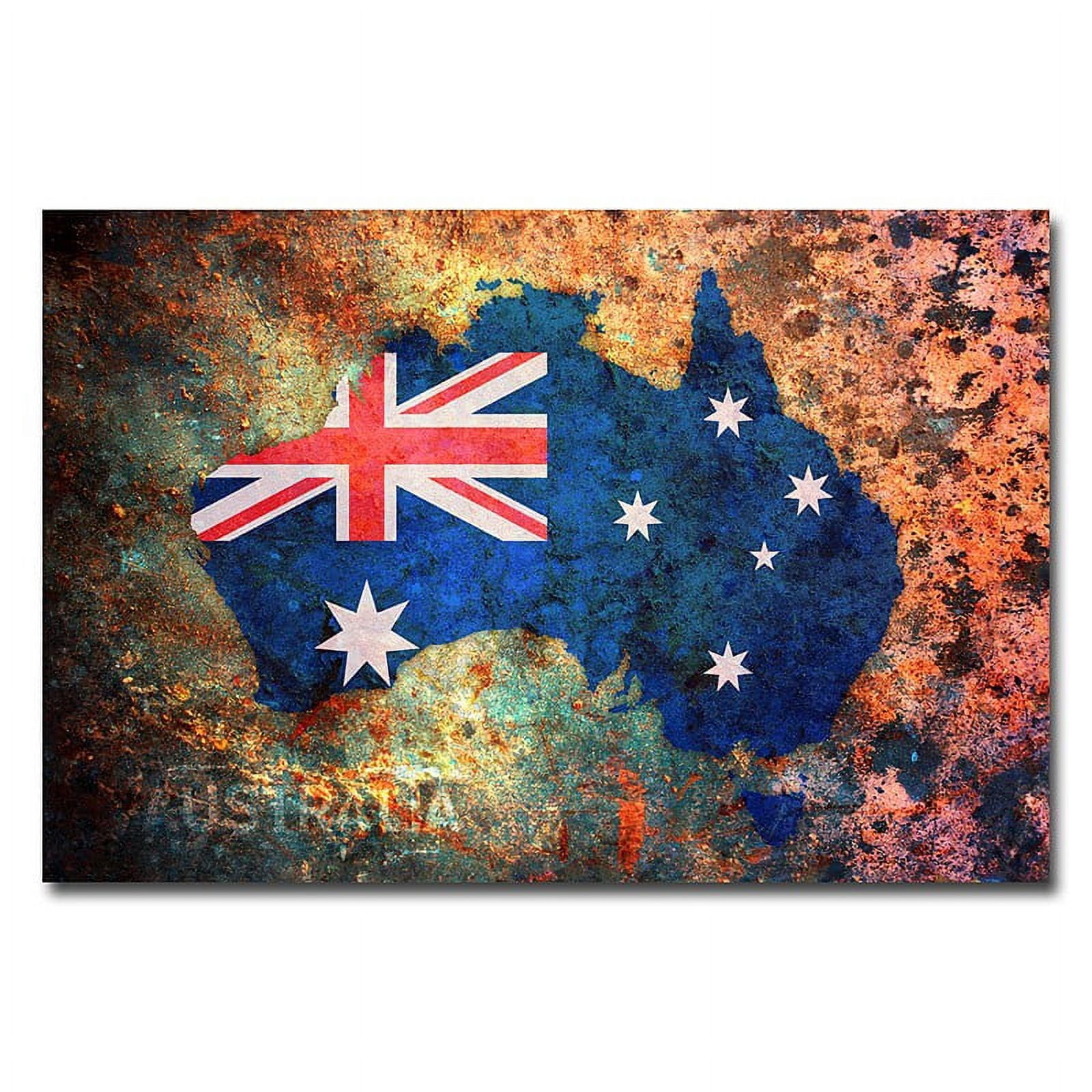 Trademark Art "Australia Flag Map" Canvas Wall Art by Michael Tompsett
