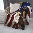 thumbnail image 2 of PHELIKA Bald Bird With American Flag 01 All Season Soft Throw Blanket Lightweight Flannel Fleece Blankets 50" x 60", 2 of 8