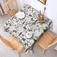 thumbnail image 2 of White Halloween Pumpkin Bat Pattern Square Tablecloth,Waterproof Square Table Cover,Wipeable Spillproof Washable Table Cover for Home Kitchen Party Decor 52"x52"(132x132cm), 2 of 6