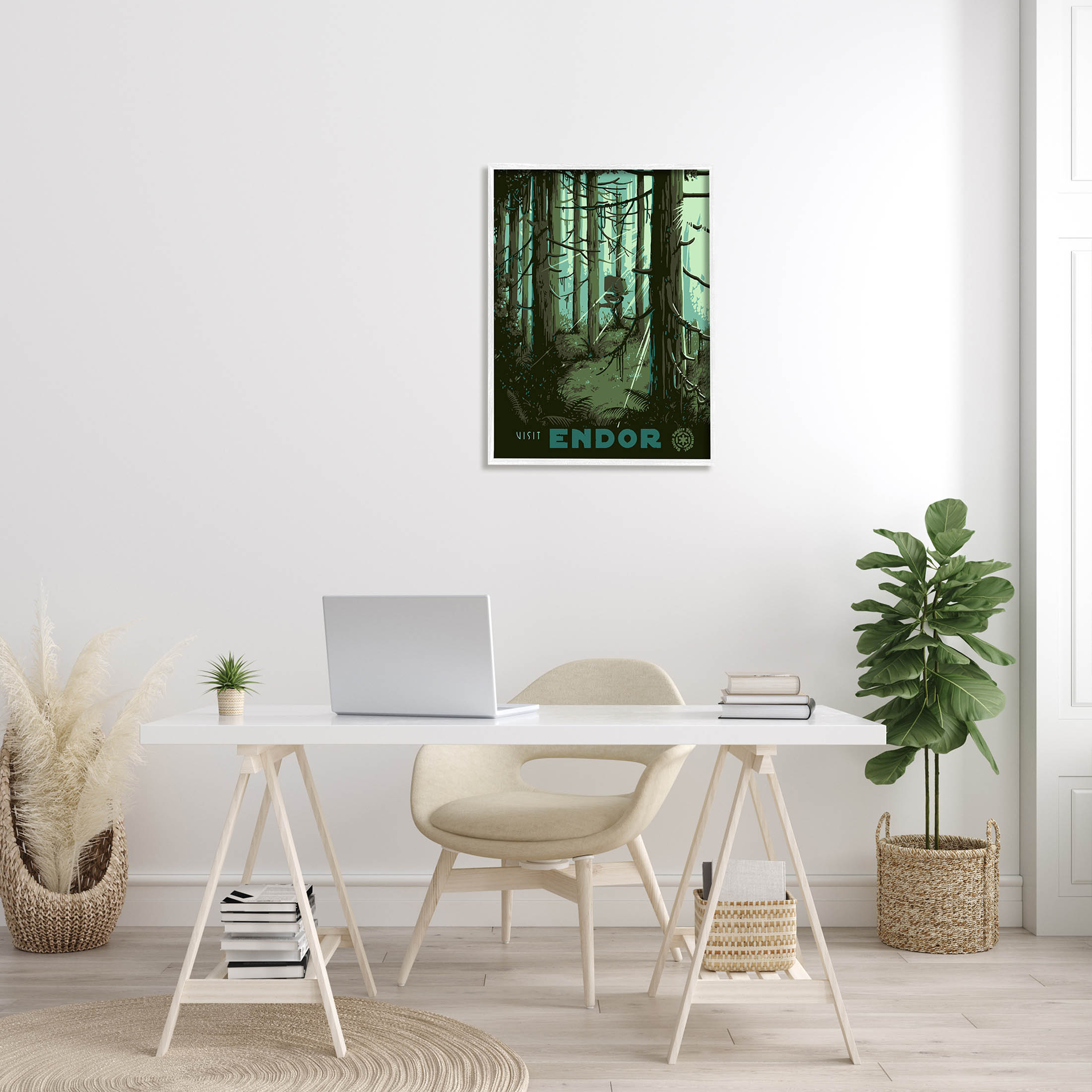 Stupell Industries Science Fiction Fantasy World Endor Graphic Art White Framed Art Print Wall Art, Design by Matheus Lopes Castro