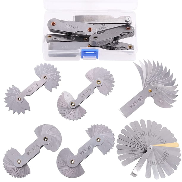 Produktbild von Radius-Messgerät-Set R1–6,5 / R7–14,5 / R15–25 / R26–80 – Für Metallbearbeitung & Inspektion