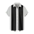 thumbnail image 2 of Men Button Up Shirt Casual Turndown Collar Color Block Short Sleeve Thin Shirt Relaxed Fit Mens Shirt, 2 of 4