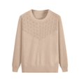 thumbnail image 5 of ManxiVoo Classic Crewneck Sweater For Women Soft Lightweight Pullover Long Sleeve Loose Fit Breathable Lounge Casual Wear XXL Size Beige, 5 of 5