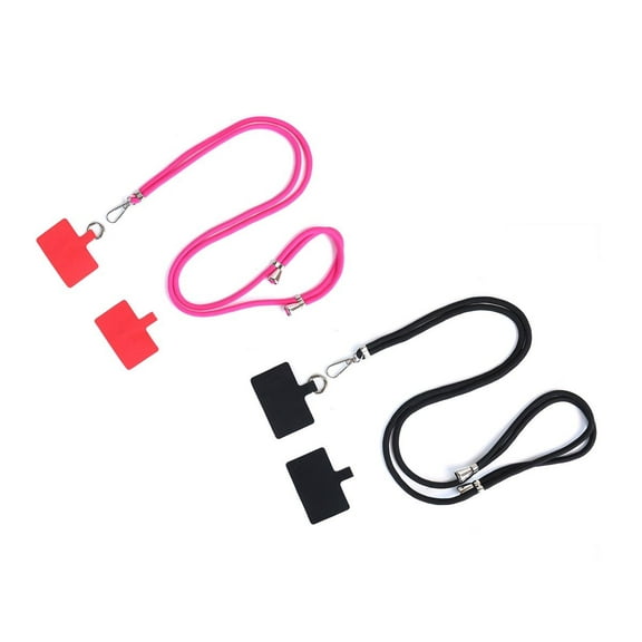 MPM Universal Phone Lanyard with Adjustable Nylon Strap and Buckle, Pink and Black, 2 Packs