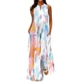 thumbnail image 2 of Robe Femme Mode Femme Décontractée Col en V Imprimé Robes Été Sans Manches Robe Chandail Robes Western à Porter avec des Bottes en Liquidation, 2 of 5