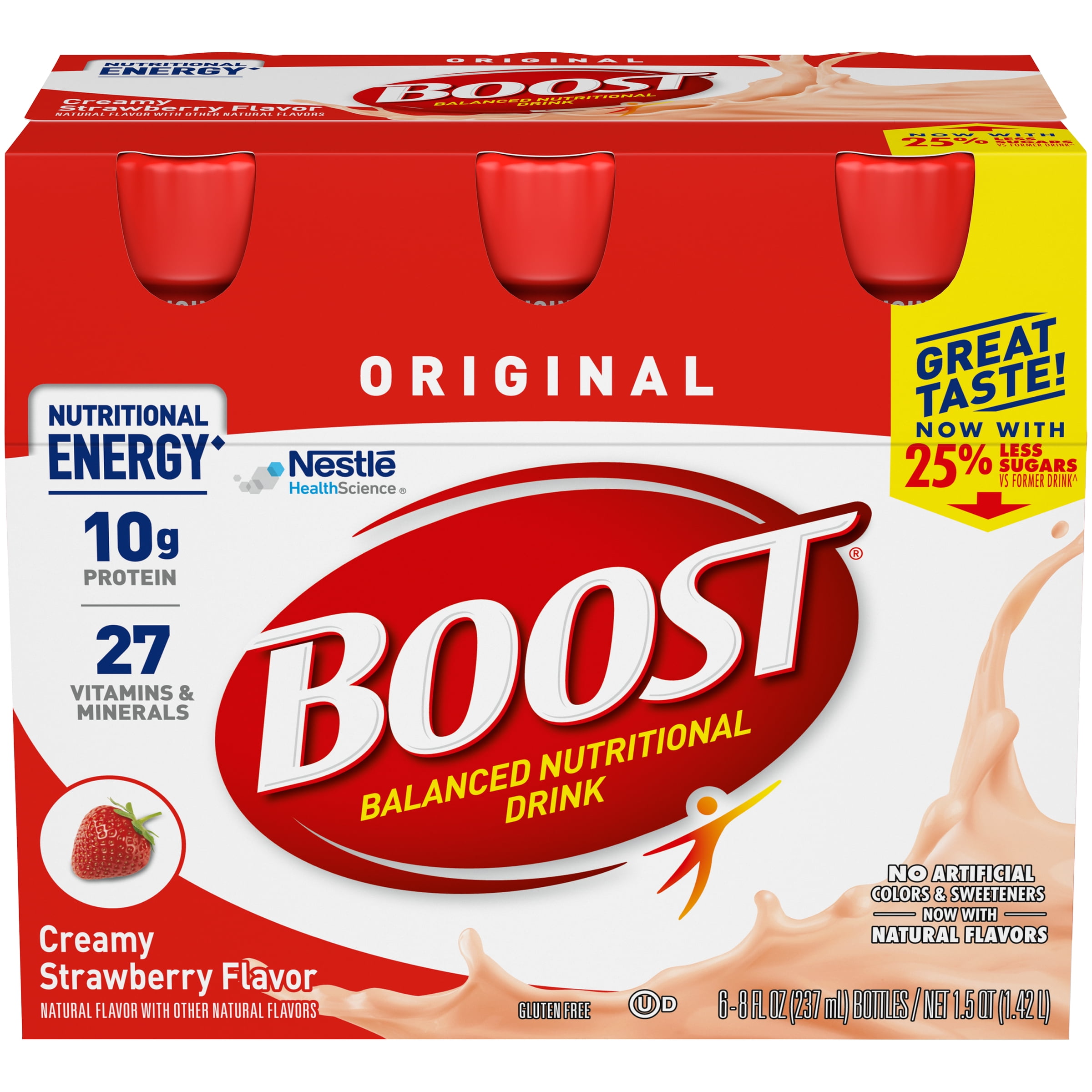 BOOST Original Nutritional Drink, Creamy Strawberry, 10g Protein, 6 - 8 fl  oz Bottles - Walmart.com