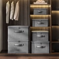 thumbnail image 3 of Caja de almacenamiento de tela plegable, cubo con tapa con cremallera, organizador apilable para guardar ropa, ropa de cama, juguetes y mantas., 3 of 8