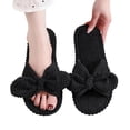 thumbnail image 4 of qILAKOG Womens Fuzzy Slippers Memory Foam Slippers Cozy Plush Home Slippers Open Toe House Shoes Indoor Outdoor Slide Slipper Home Shoes Indoor Slippers Black 9-9.5, 4 of 6