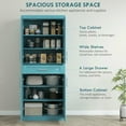 thumbnail image 3 of YYAo Kitchen Pantry Storage Cabinet with Doors, Drawer and Adjustable Shelving, Cabinet for Home, Dining Room, Turquoise, 3 of 7