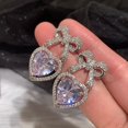 thumbnail image 3 of Party Elegant Stud Earrings Ear Stud Jewelry Gift Female Love Heart Pendant Bowknot Women Earrings Korean Style Drop Earrings Bow Heart Earrings PINK, 3 of 8