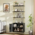 thumbnail image 3 of VEANERWOOD Fluted 5-Tier 71"H Industrial Bookshelf with Storage Cabinet & Sturdy Metal Frame,Narrow Bookcase for Living Room,Bedroom,Home Office, Black, 3 of 8