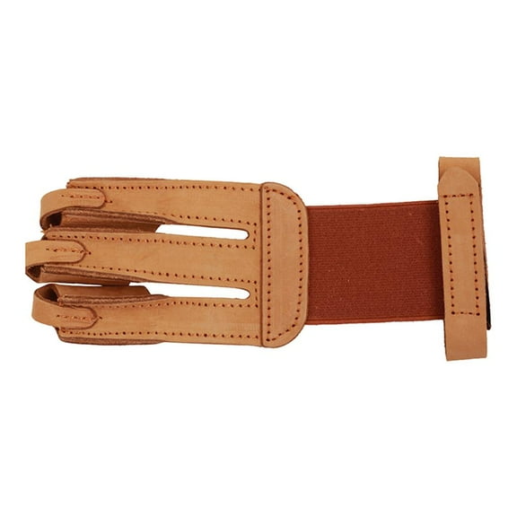 harayaa Handmade Brown PU Leather Three Finger Archery Glove Single Piece for Right Left