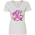 thumbnail image 3 of Inktastic Love, Care, Cure Breast Cancer Awareness Pink Ribbon Women's V-Neck T-Shirt, 3 of 5