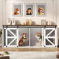 thumbnail image 3 of Blotout 95" Large Farmhouse Dog Crate TV Stand, Wooden Dog Crate Furniture with with Divider Panel/Sliding Metal Mesh Barn Door, XL-XXL Heavty Duty Dog Crates Furniture for 2 Large Dogs, 3 of 7