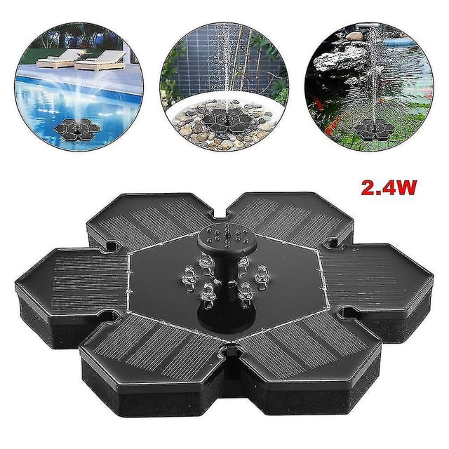 2.4w Solar Fountain Pump For Bird Bath With Led Lighting Solar Panel Kit Water Pump Built-in Lithium Portable Diving Independent Water Pumps F_Perfect Gift